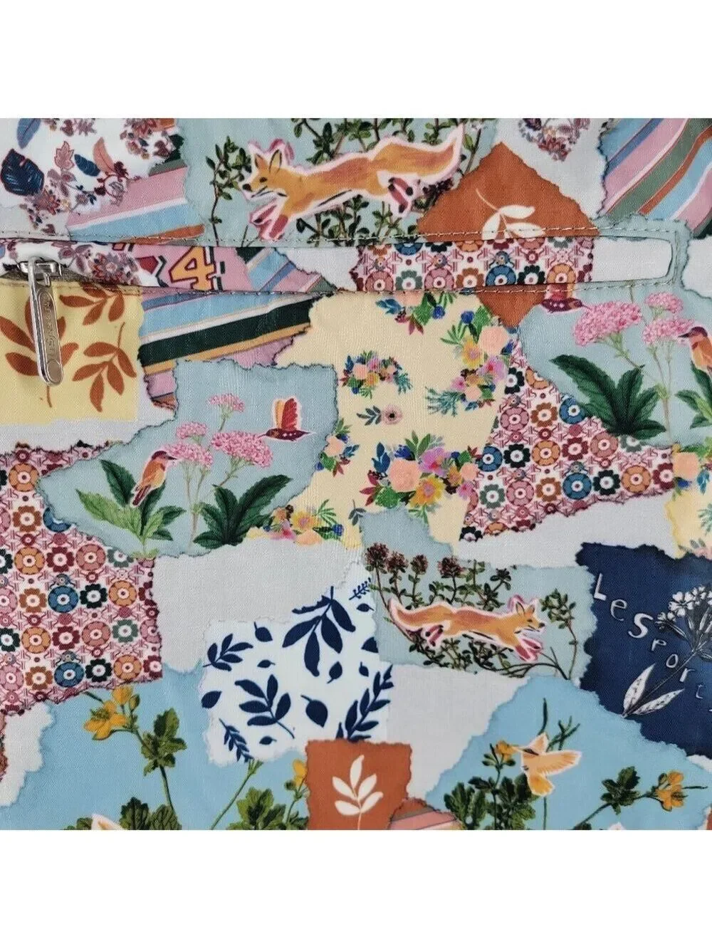 LeSportsac Easy Carry Tote 74 Collage Patchwork Bird Floral Travel Bag
